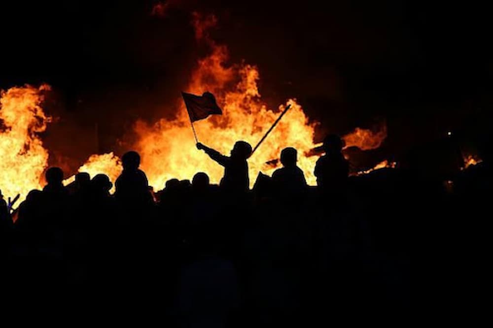 Fire Burning at a Revolutionary March