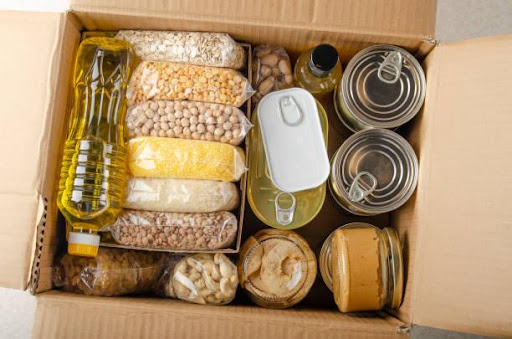 Non-Perishable Food Items Stocked in a Box